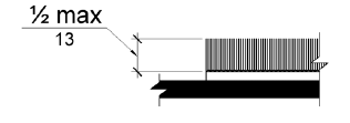 Carpet is shown in cross section with a pile height of 1/2 inch (13 mm) maximum, measured from the backing.